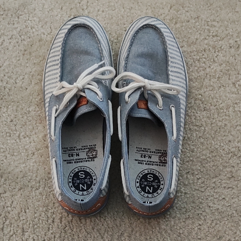Nautica Gray and Cream Boat Shoes